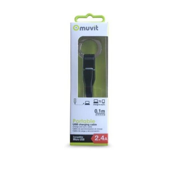 Cable Muvit USB-Micro USB 2.4A 0.1m tipo llavero negro. - Imagen 3