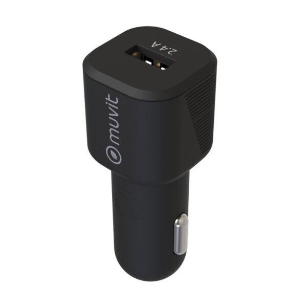 Pack Muvit por Change Cargador coche USB 2.4A 12W + cable Apple 2.4A 1,2m.