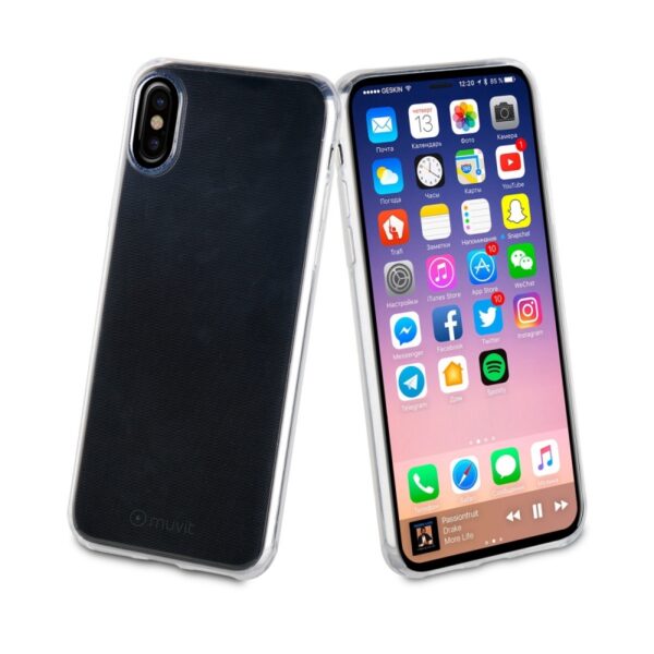 Funda Muvit Cristal Soft para Apple iPhone Xs/X ultra fina transparente (NUEVO) - Imagen 2