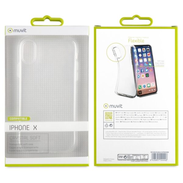 Funda Muvit Cristal Soft para Apple iPhone Xs/X ultra fina transparente (NUEVO) - Imagen 3