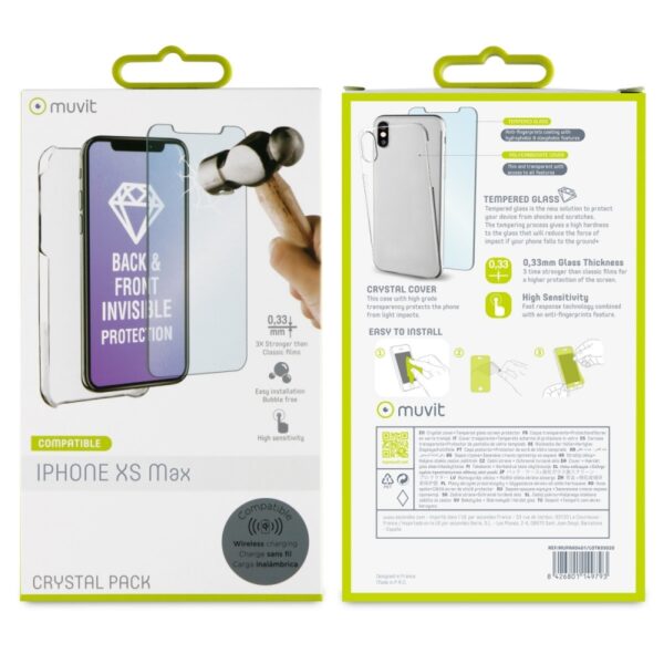Pack Muvit Apple iPhone XS Max carcasa Cristal transparente+protector pantalla - Imagen 4