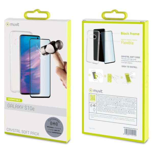 Pack Muvit para Samsung Galaxy S10e funda Cristal Soft transparente+protector. - Imagen 4
