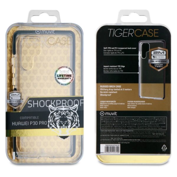 Funda Tiger Muvit Soft Huawei P30 Pro shockproof 2m transparente + borde negro - Imagen 3