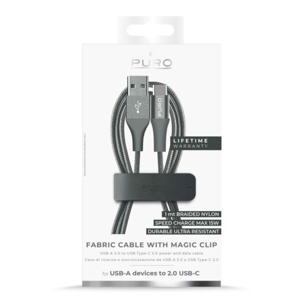 Cable PURO USB-Tipo C 3A 1m gris. - Imagen 4