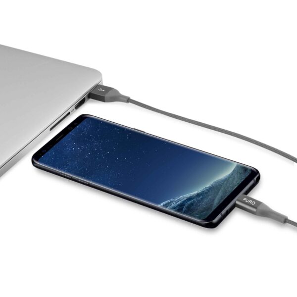 Cable PURO USB-Tipo C 3A 1m gris. - Imagen 3