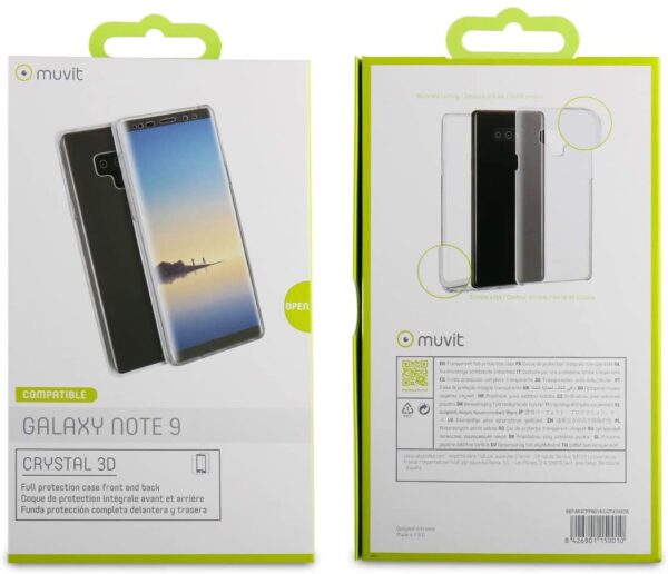 Carcasa Muvit Cristal Soft 360 para Samsung Galaxy Note 9 transparente. - Imagen 3