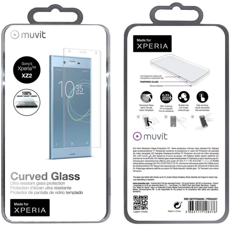 Protector pantalla Muvit para Sony Xperia XZ2 vidrio templado curvo.