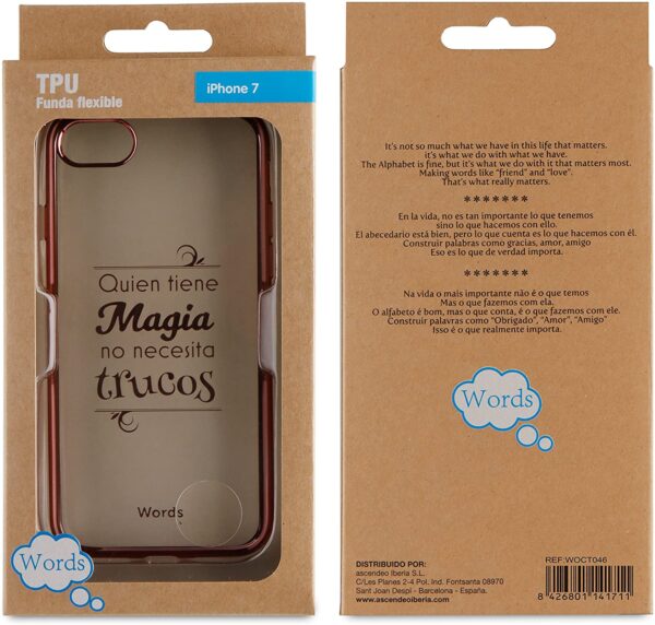 Carcasa transparente Words WOCT046 para Apple iPhone 7/8. - Imagen 3