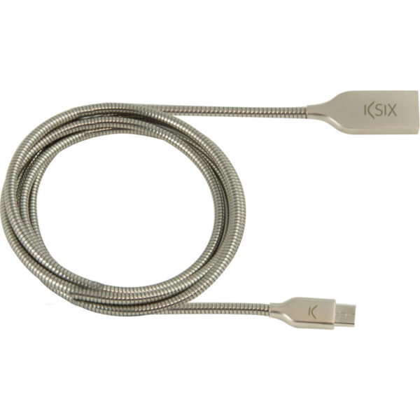 Cable datos/carga Ksik USB a Micro-USB 1m plateado.