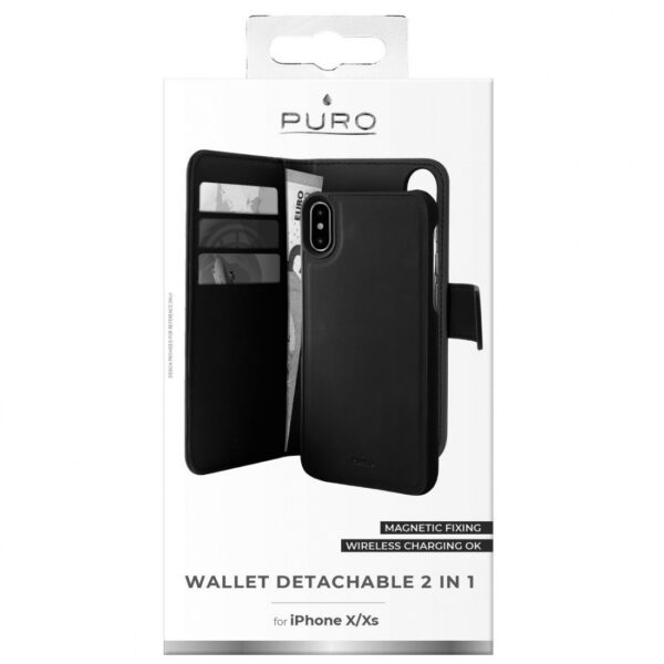 Funda Puro wallet para Apple iPhone XS/X + carcasa extraíble negra - Imagen 5
