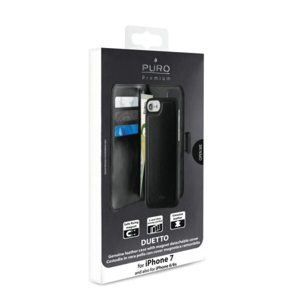 Funda Puro Piel Duetto para Apple iPhone 6 / 6s / 7 / 8 color negro - Imagen 4
