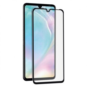 Protector de pantalla Muvit Huawei P30 Lite vidrio templado plano marco negro.