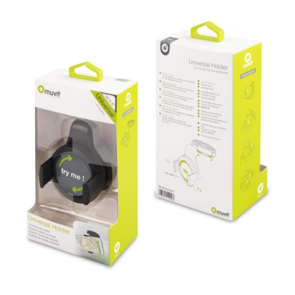 Soporte Coche Universal Muvit Universal ventosa rotativo 360. Hasta 6'' negro - Imagen 3
