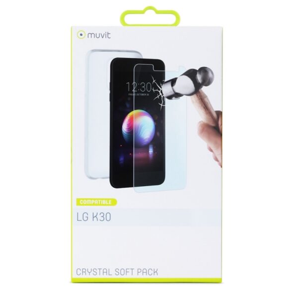 Pack Muvit Lg k30 Funda Cristal Soft transparente + Protector de pantalla vidrio - Imagen 4