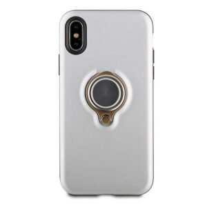 Carcasa Muvit Ring Magnética Plateada para Apple iPhone Xs/X