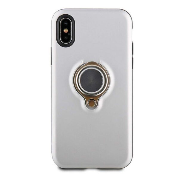 Carcasa Muvit Ring Magnética Plateada para Apple iPhone Xs/X