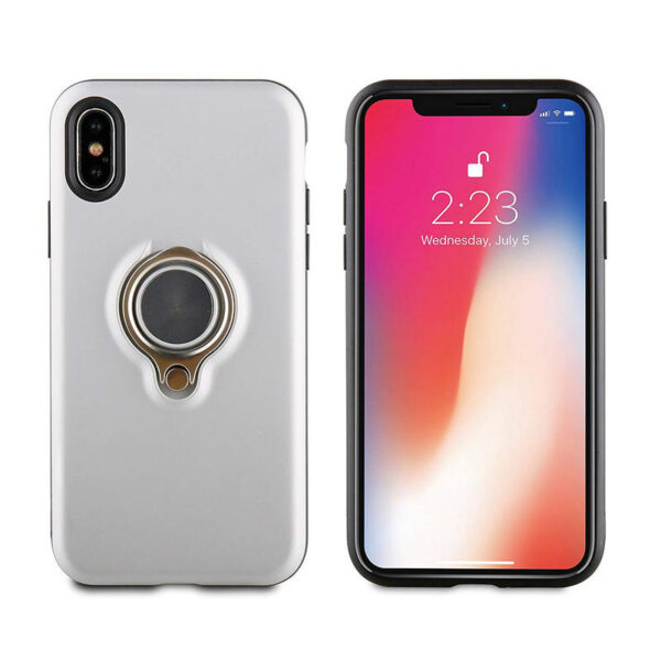 Carcasa Muvit Ring Magnética Plateada para Apple iPhone Xs/X - Imagen 2