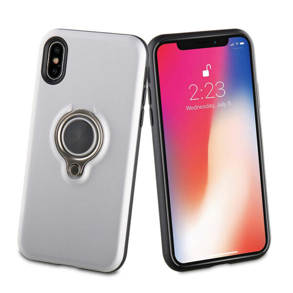 Carcasa Muvit Ring Magnética Plateada para Apple iPhone Xs/X - Imagen 3