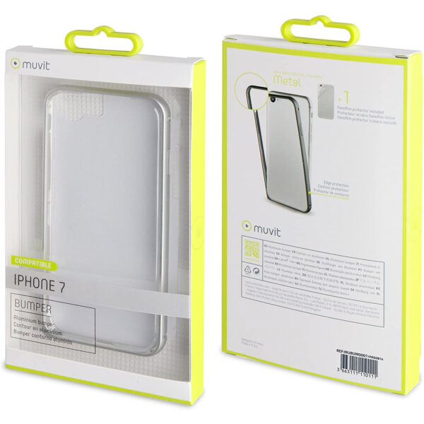 Carcasa Muvit Tipo Bumper para Apple iPhone 7/8 color plata. - Imagen 2