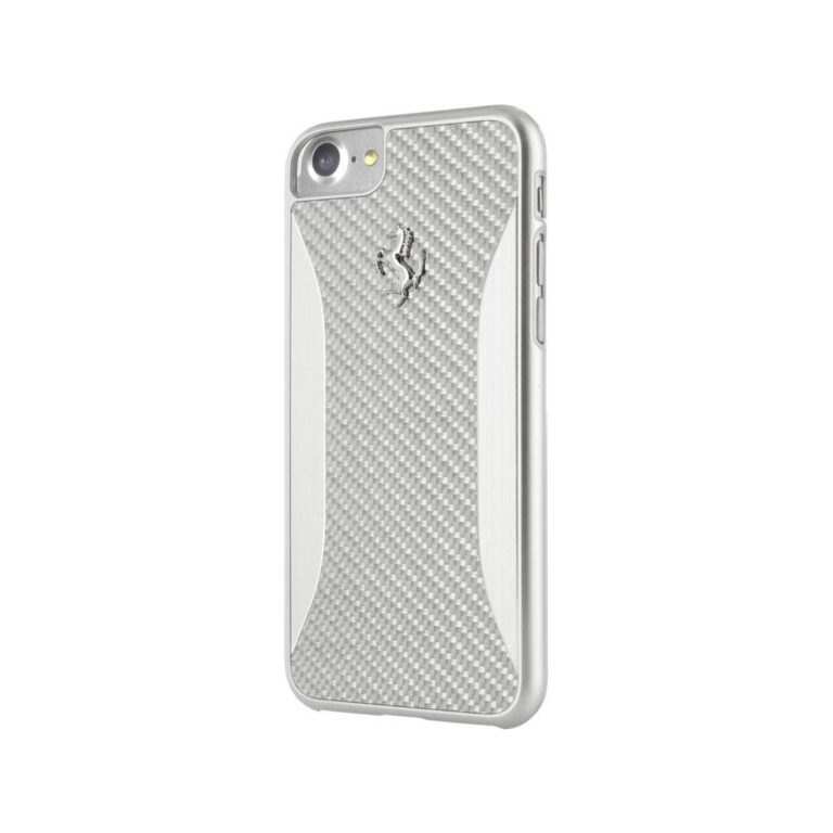 Carcasa original Ferrari con Fibra de Carbono para Apple iPhone 7+/8+ plata.