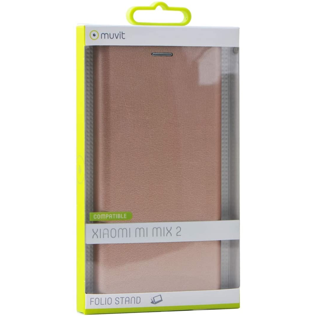 Funda Muvit Folio Xiaomi Mi Mix 2 función soporte + tarjetero oro rosa - Imagen 4