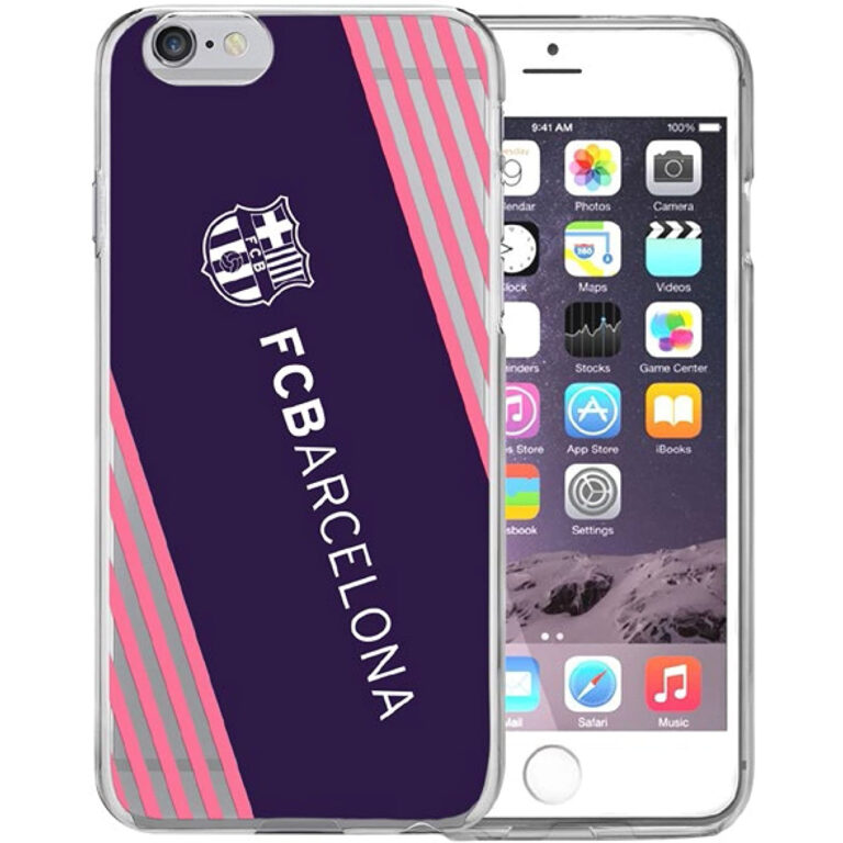 Carcasa TPU para Apple iPhone 6/6S licencia F.C. Barcelona Rayas Rosas.