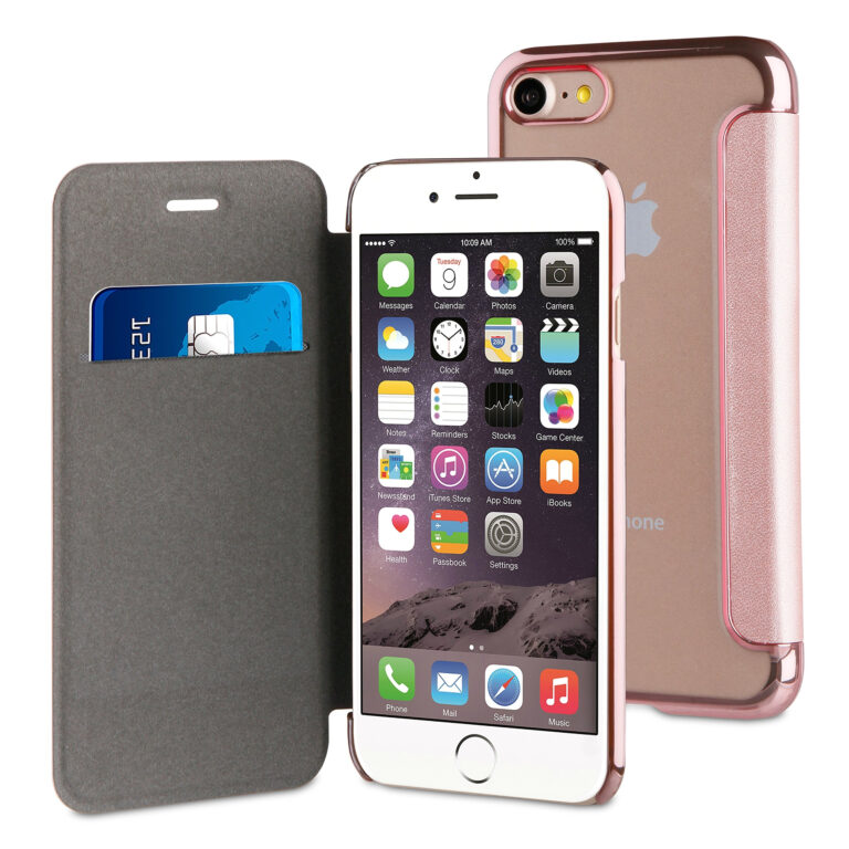 Funda Muvit Life Bling Folio con Marco Rosa Oro para Apple iPhone 7+/8+