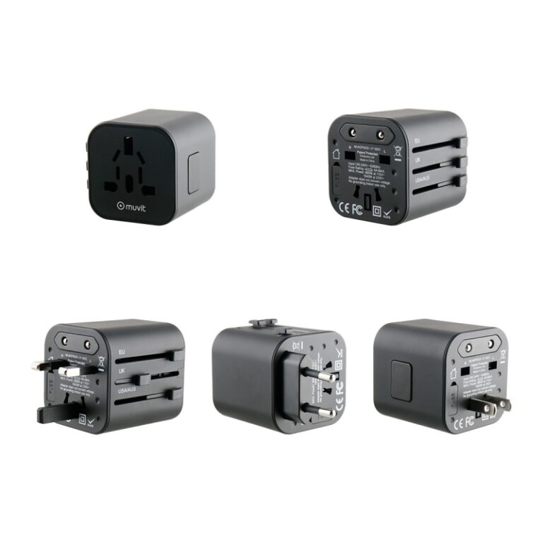 Adaptador viaje universal Muvit (EU,UK,US,AU) negro