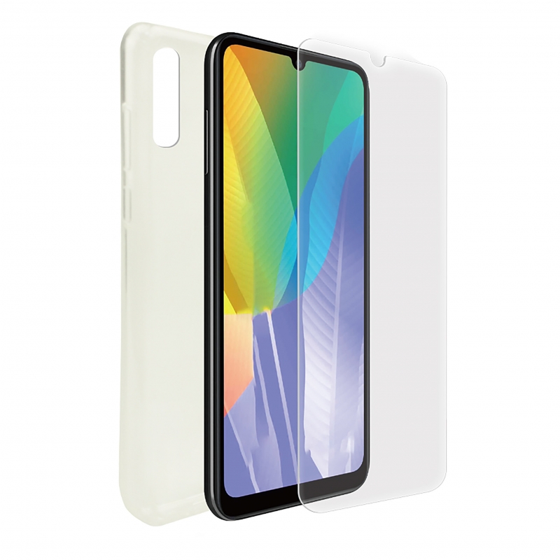 Pack Muvit for change Huawei Y6P funda Cristal Soft+protector de pantalla vidrio