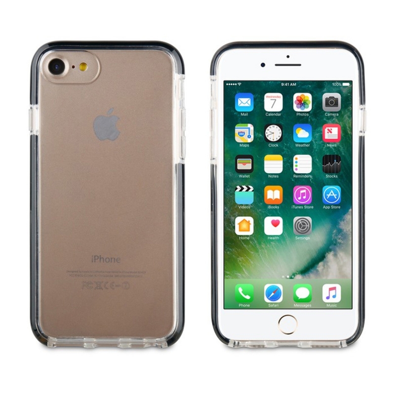Funda Muvit Tiger Shockproof 2m transparente bordes Negros para iPhone 8/7/SE