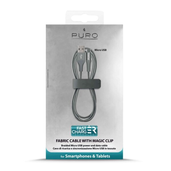 Cable PURO USB-Micro usb 2,4A 1m gris. - Imagen 4