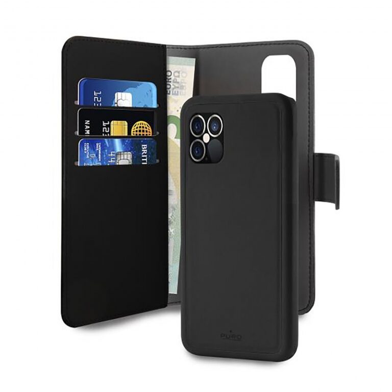 Funda magnética Puro 2 en 1 piel Eco con billetera para Apple iPhone 12 / 12 Pro (NUEVA)