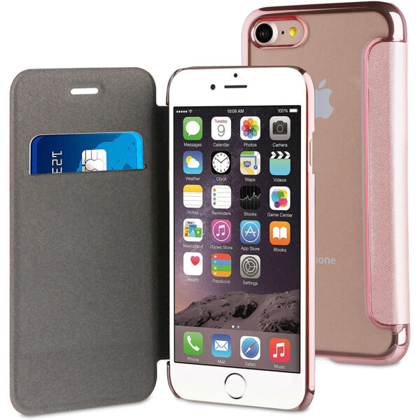 Funda Muvit Life Bling Folio Rosa con Marco Rosa Oro para Apple iPhone 7/8