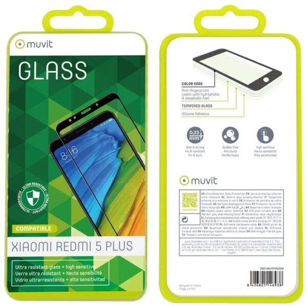 Protector pantalla Muvit para Xiaomi Redmi 5 Plus vidrio templado plano. - Imagen 2