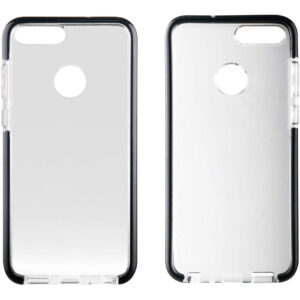 Funda Muvit Cristal Soft Bump para Huawei P Smart transparente borde negro.