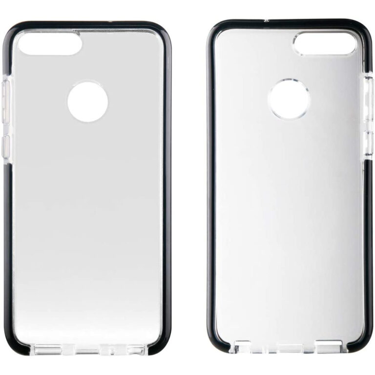 Funda Muvit Cristal Soft Bump para Huawei P Smart transparente borde negro.