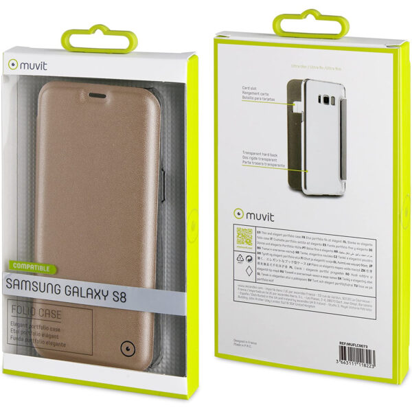 Funda Muvit Folio con Parte Trasera Transparente para Samsung Galaxy S8 Dorado - Imagen 3