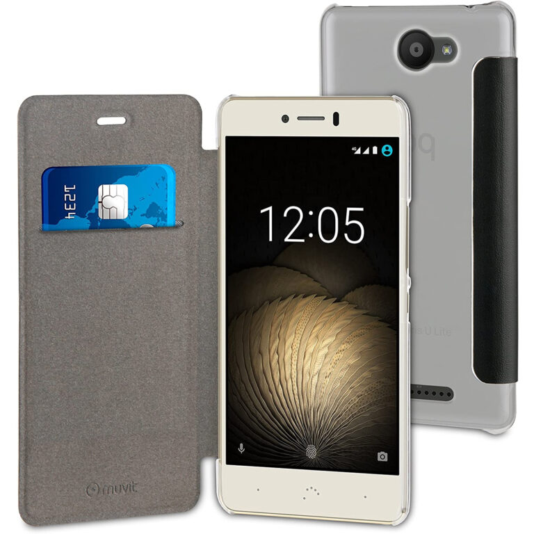 Funda Muvit Folio con Parte Trasera Transparente para BQ Aquaris U/U Lite negro