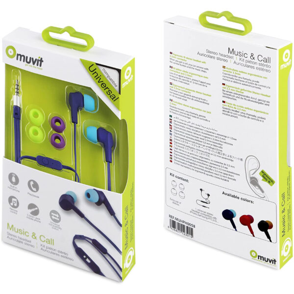 Auriculares in-Ear estéreo Muvit MUHPH0058 color azul. - Imagen 2