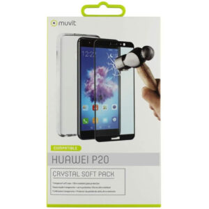 Pack Muvit Huawei P20 Cristal Soft transparente+protector vidrio templado
