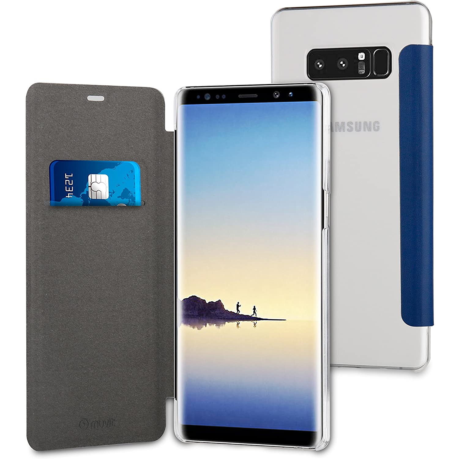 Funda Muvit Folio con Parte Trasera Transparente para Samsung Galaxy Note 8 Azul - Imagen 2