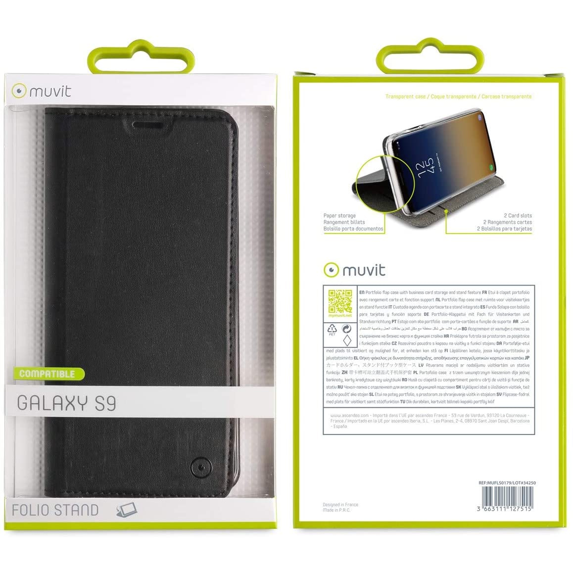 Funda Muvit Folio con Funcion Soporte y Tarjetero para Samsung Galaxy S9 - Imagen 3