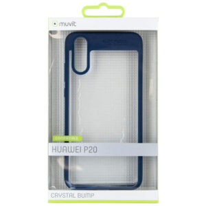 Funda Muvit Cristal Soft Bump para Huawei P20 borde azul.