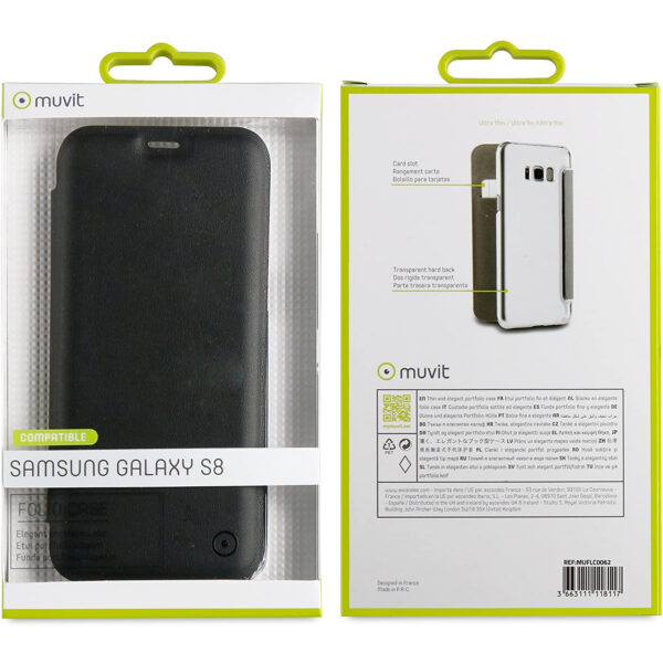 Funda Muvit Folio con Parte Trasera Transparente para Samsung Galaxy S8 negro - Imagen 2