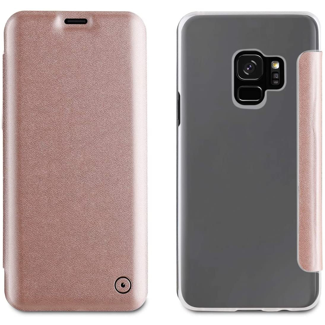 Funda Muvit Folio con Parte Trasera Transparente para Samsung Galaxy S9 Rosa Oro