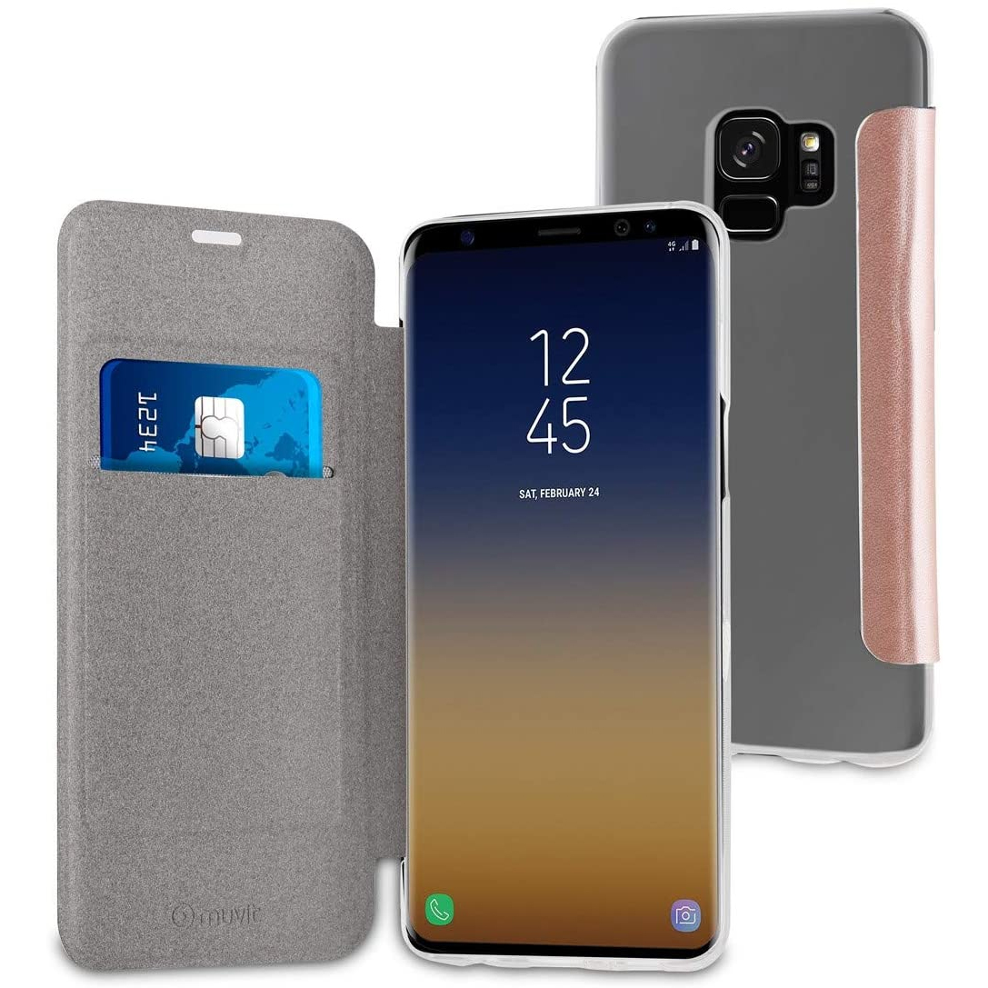 Funda Muvit Folio con Parte Trasera Transparente para Samsung Galaxy S9 Rosa Oro - Imagen 2