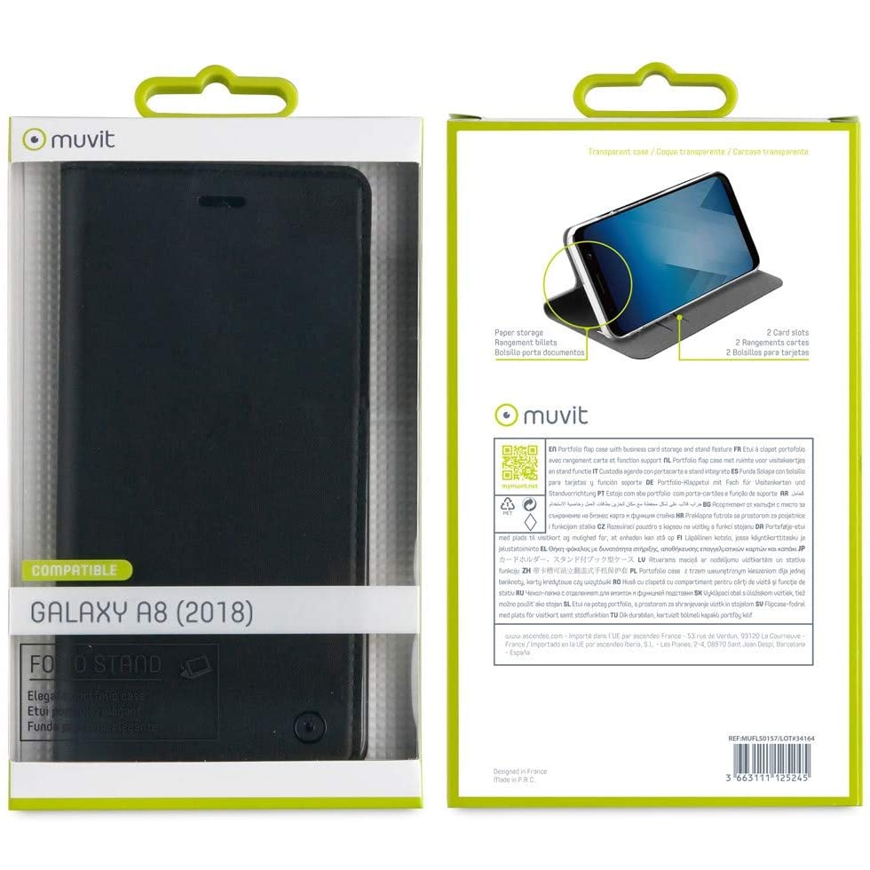 Funda Muvit Folio con Funcion Soporte y Tarjetero para Samsung Galaxy A8 2018 - Imagen 3