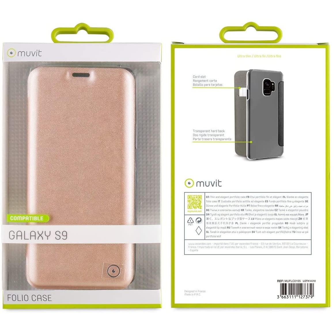 Funda Muvit Folio con Parte Trasera Transparente para Samsung Galaxy S9 Rosa Oro - Imagen 3