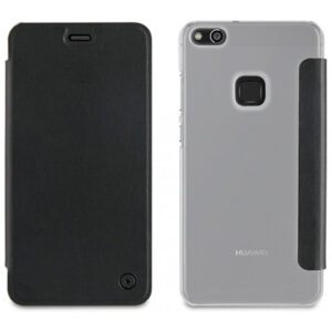 Funda Muvit Folio con Parte Trasera Transparente para Huawei P10 Lite negro.
