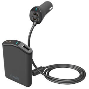 Cargador de Coche Muvit 2 USB 2.4A x 2 con extensión 2 USB 2.4A x 2 (NUEVO)